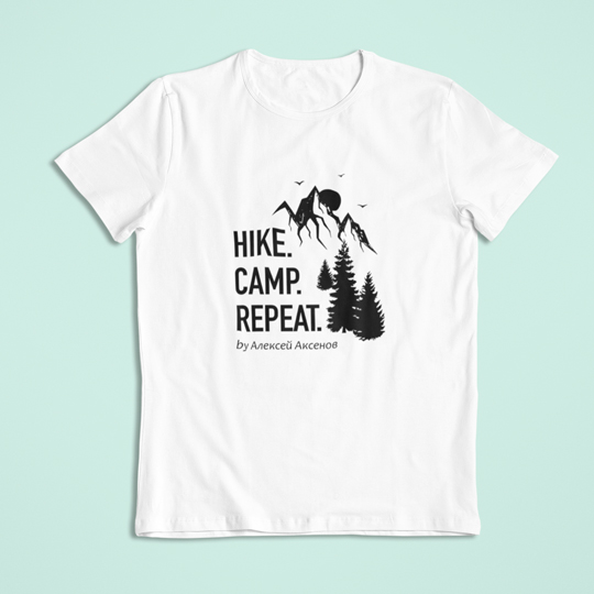 

Футболка унисекс 'Hike Camp' с вашей надписью / Белый / M