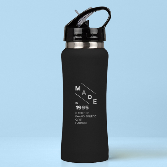 Бутылка для воды Costa Rica 'Made' с вашей надписью (разные цвета) / Чёрный 872193 - фото 1
