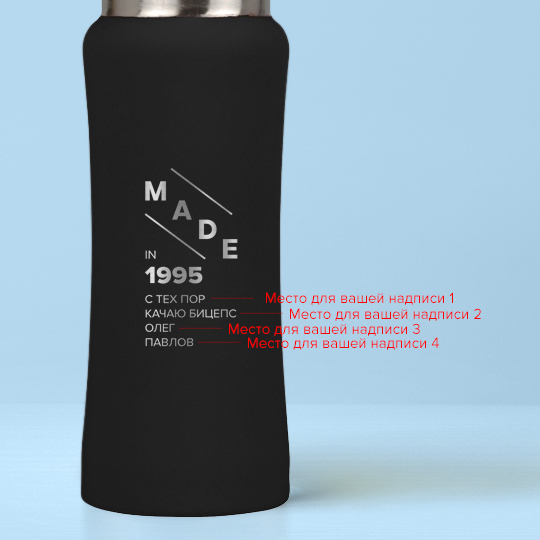 Бутылка для воды Costa Rica 'Made' с вашей надписью (разные цвета) / Чёрный 872193 - фото 2